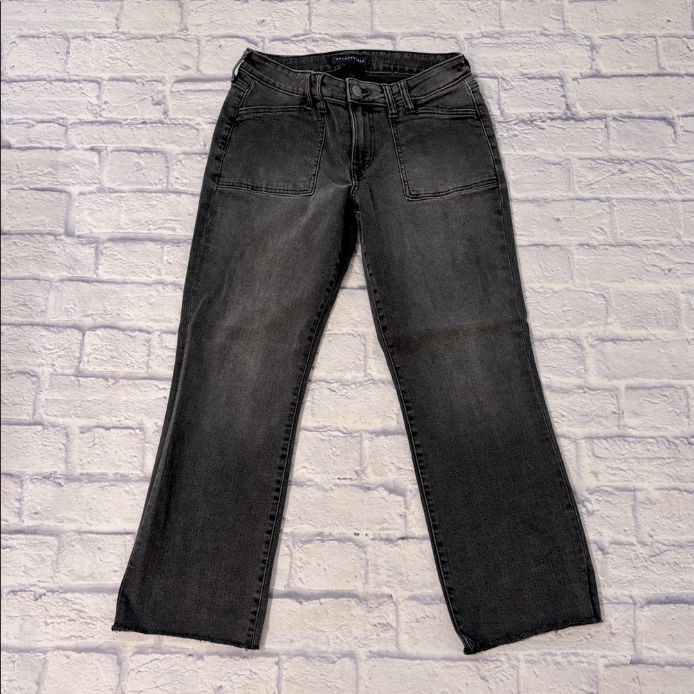 Aeropostale Mid Rise Kick Crop Jeans Black Denim Cropped Leg Women’s Size 6